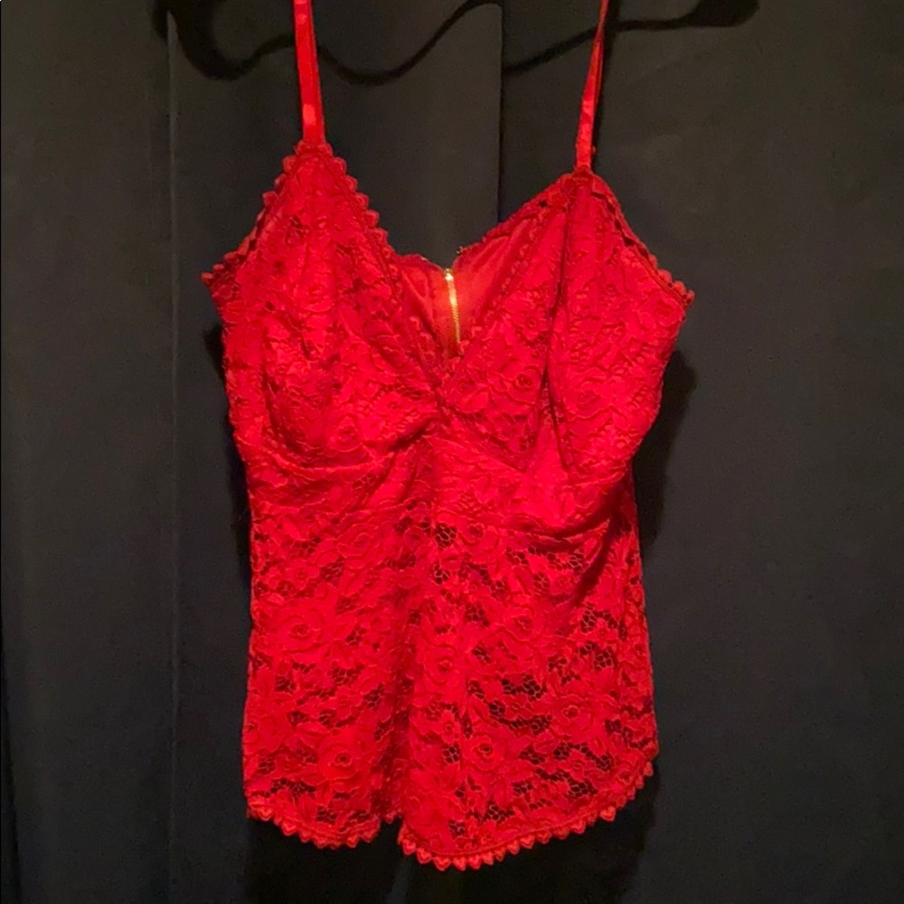 Red Lace Peplum Camisole